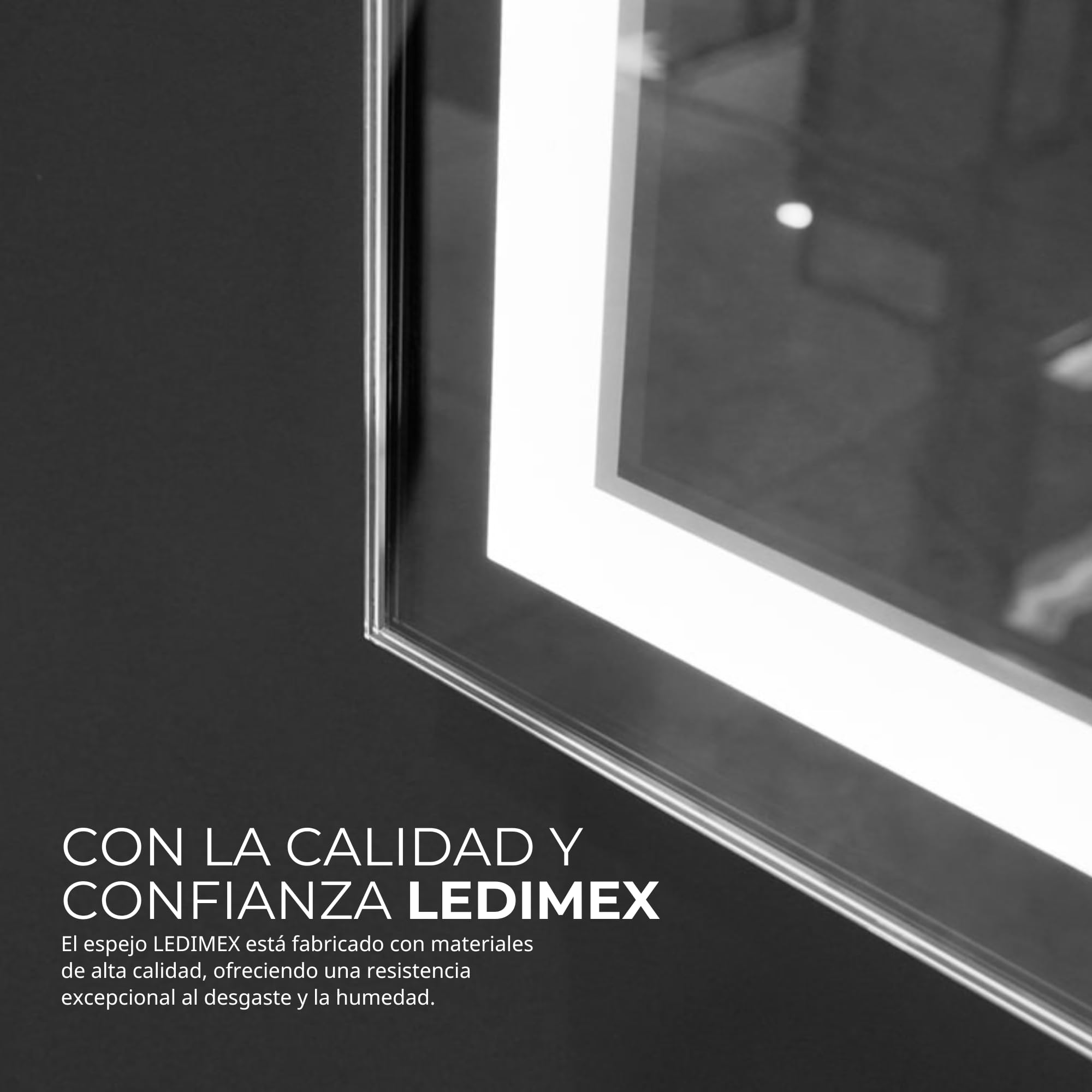 NOLUXA LEDIMEX - Espejo Baño 90x80cm con Luz LED, Antivaho y x3 de Aumento | Espejo Inteligente con Luz Frontal Tri-LED (Cálida, Neutra y Fría), Regulador de Intensidad y Sensor ON/Off | Serie Malta