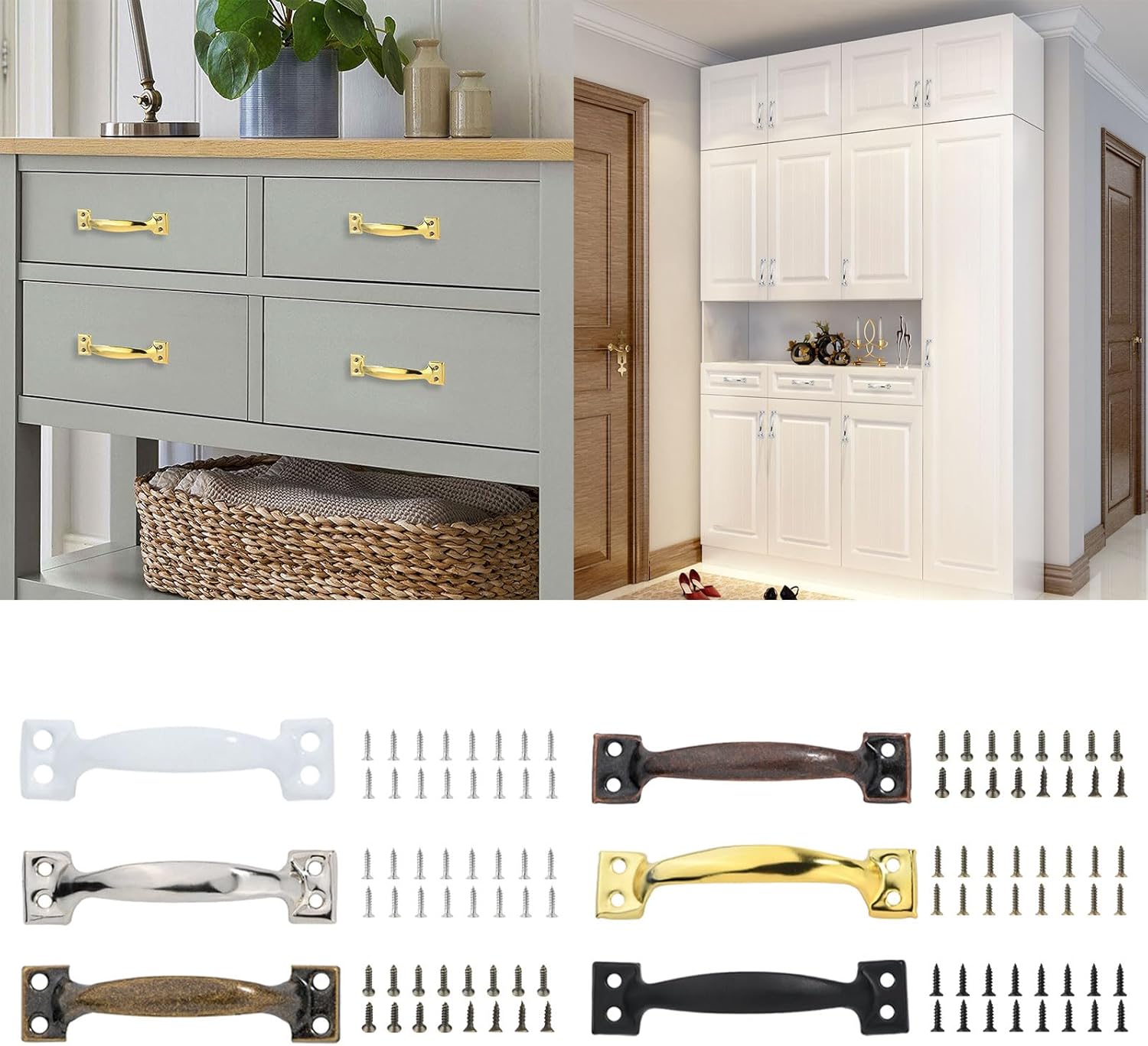 4pcs Barn Door Pulls Metal Handles for Cabinets Drawers and Wood Gates Iron Furniture Knob Practical Home Hardware