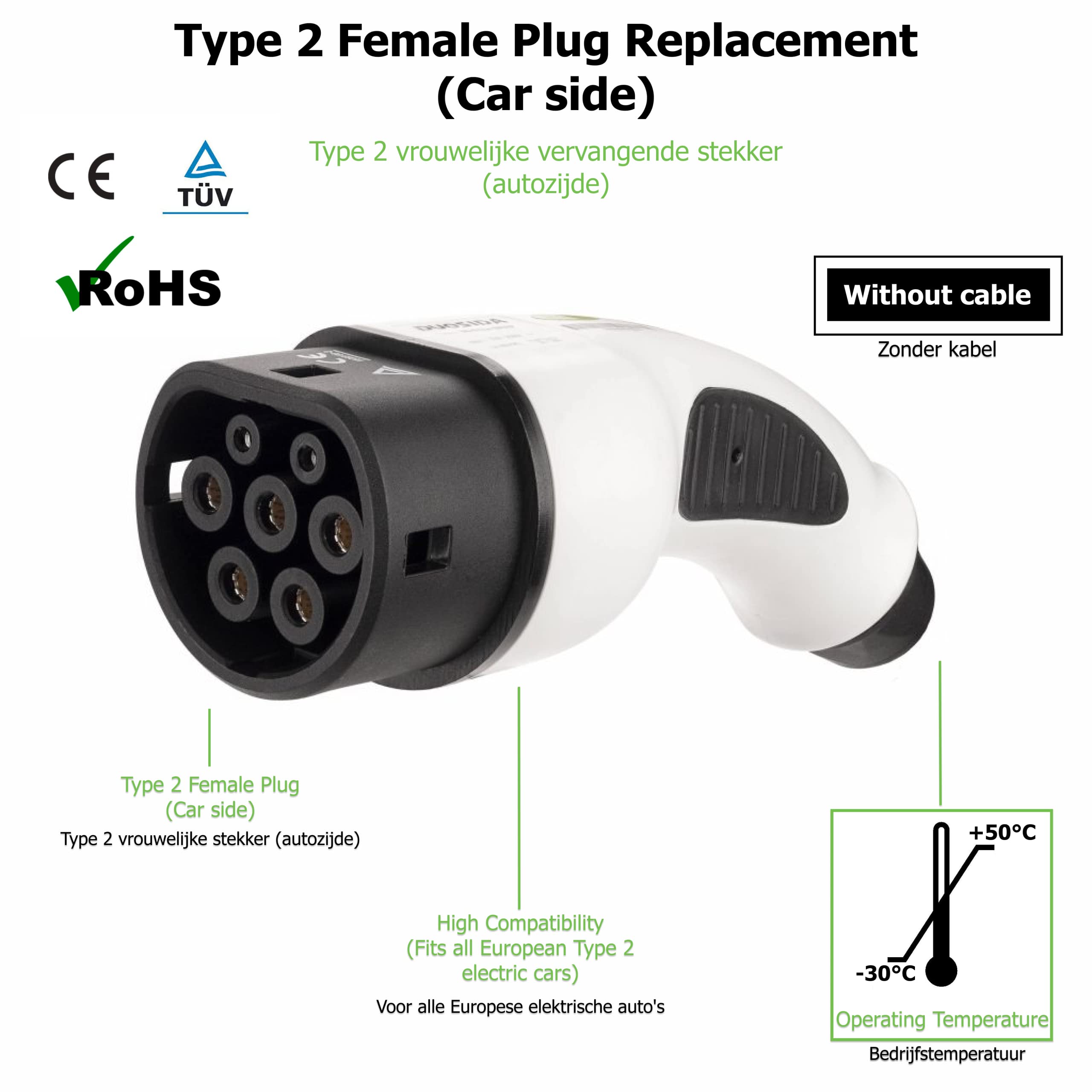Type2 naar CEE Rode 5 Pin Adapter Mennekes Type 2 naar CEE 16A3P 380V-480V Socket voor Draagbare Oplader Elektrische Scooters E-Bikes