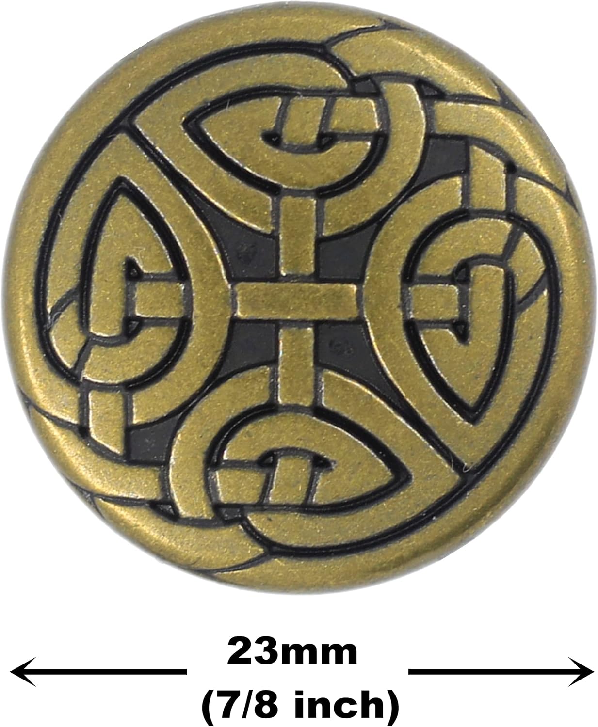 Bezelry 10 Pieces Celtic Eternal Knot Metal Shank Buttons. 23mm (7/8 inch) (Antique Brass)