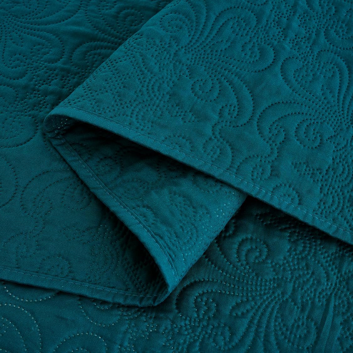 Chezmoi Collection Luca 3-Piece Oversized Bedspread Set, King Size, Teal - Summer Quilt Lightweight Microfiber Bedspread 118 x 106 - Floral Medallion Pattern Coverlet for All Season - Image 7