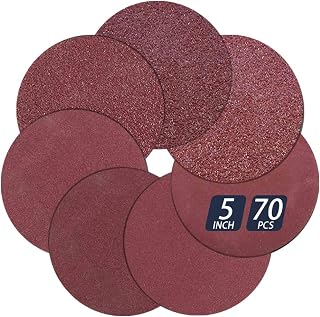 70 PCS 5 Inch Hook and Loop Assorted Aluminum Oxide Sanding Discs - 5 in No Hole - Orbital Sander Pad - Sander Paper,Sandpaper