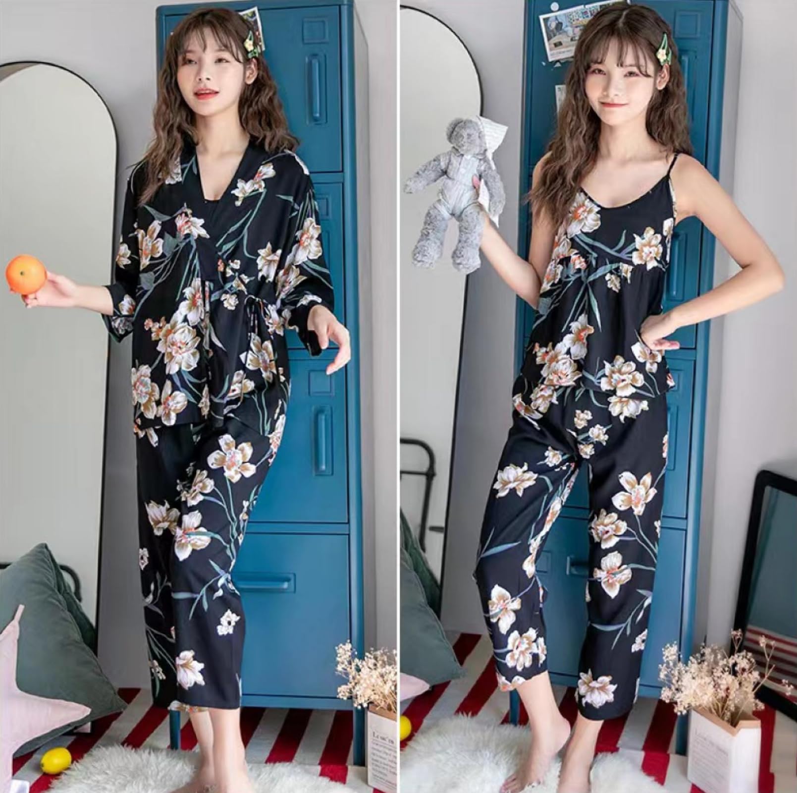Amazon.co.jp: レディース 甚平 上下セット 3点セット浴衣 大人用 女性
