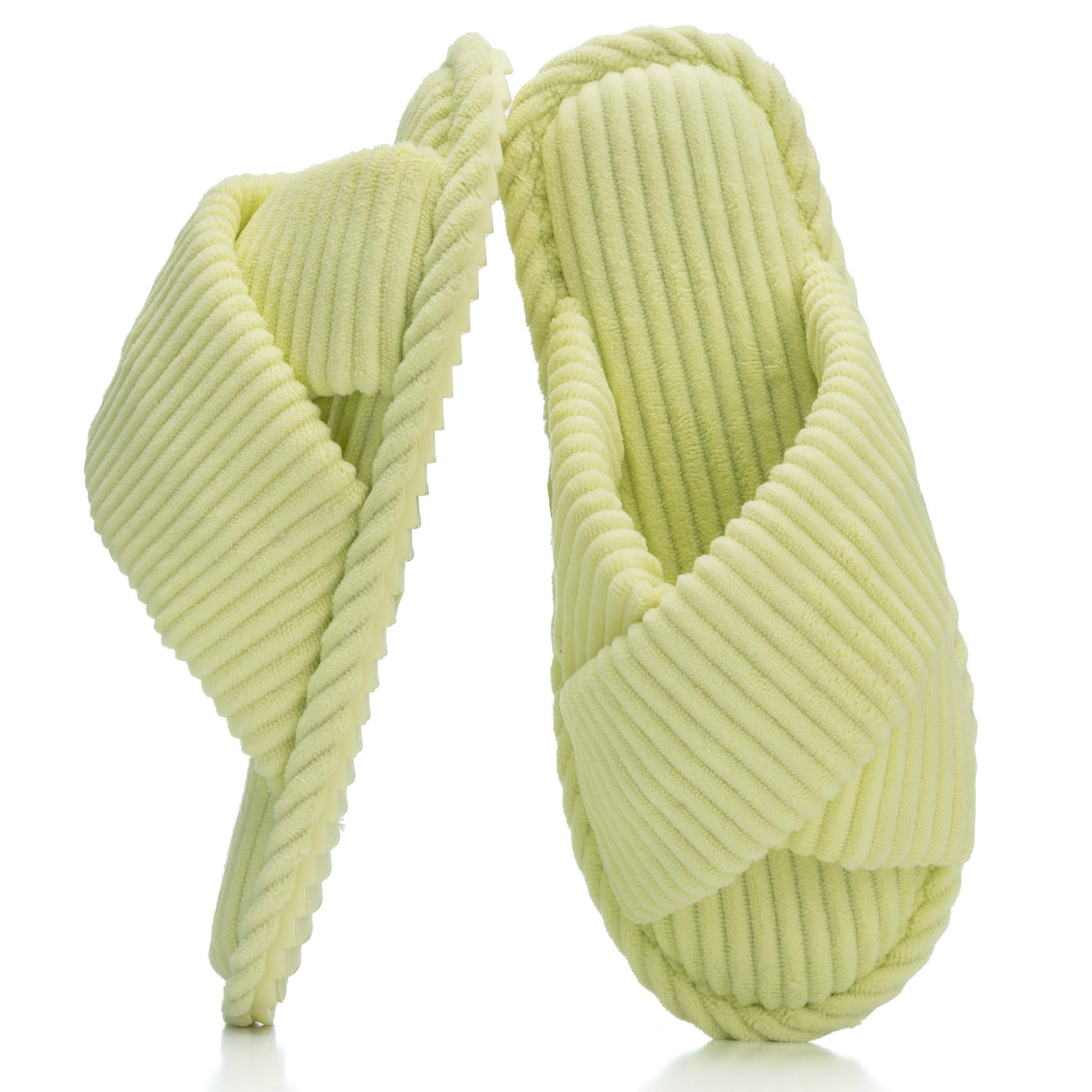 GOEWY Slippers for Women with Memory Foam Open toe House Bedroom Shoes | Crossbands Cozy Corduroy Slides,Non Slip Lightweight Sole,Indoor and Outdoor,Machine-washable,Gift for Womens