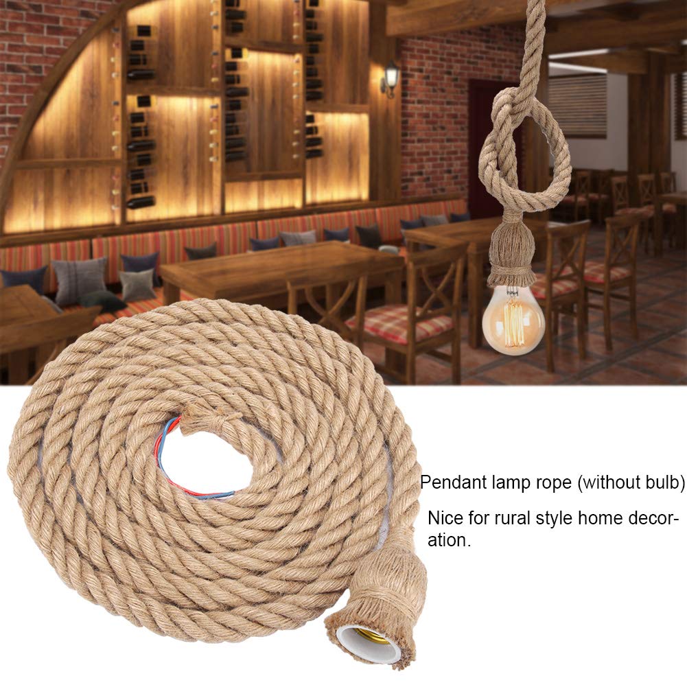 Pend Lights,Lamp Hemp Rope,3m E27 Vintage Hemp Rope Ceiling Light Base Pend Lamp Bulb Holder 85-265V