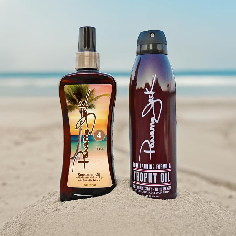 Panama Jack Trailblazer Set com óleos bronzeadores em spray SPF 4 e SPF 0, pacote com 2