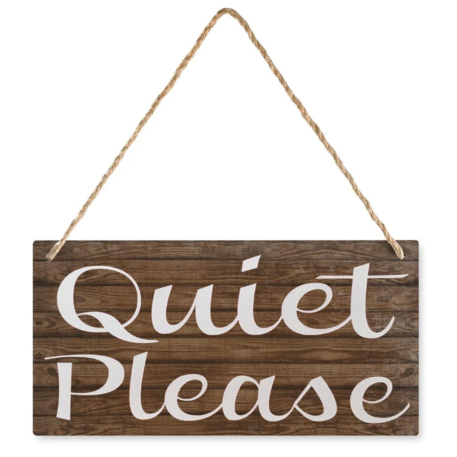 Wood Decor Sign Quiet Please - Retro Wooden Hanging Decor, Home/Door/Fence Vintage Wall Plaques for Libraries/Study Rooms 12X6 Inch