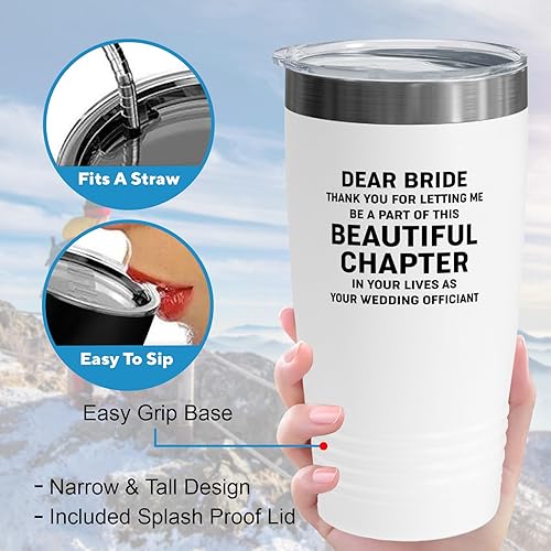 Miniatura 4 de Bride Gift from Officiant Tumbler 20oz White -Beautiful Chapter - Bridal Shower Bride To Be Bachelorette Party Newlywed Wedding Officiant Brother