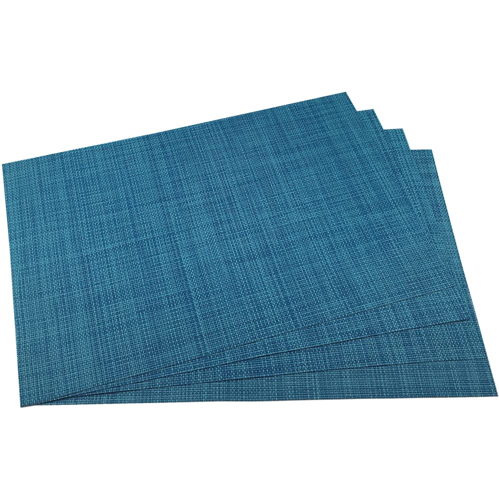 WAZAIGUR Placemats Easy to Clean Crisscross Woven Vinyl Place Mats Durable Non-Slip Heat Resistant Table Mats Placemats for Kitchen Table Set of 4,Blue