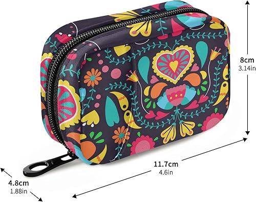 Miniatura 2 de Pastillero de viaje semanal pequeño y lindo pastillero de 7 días, soporte para vitaminas, organizador de botellas (corazón floral negro)