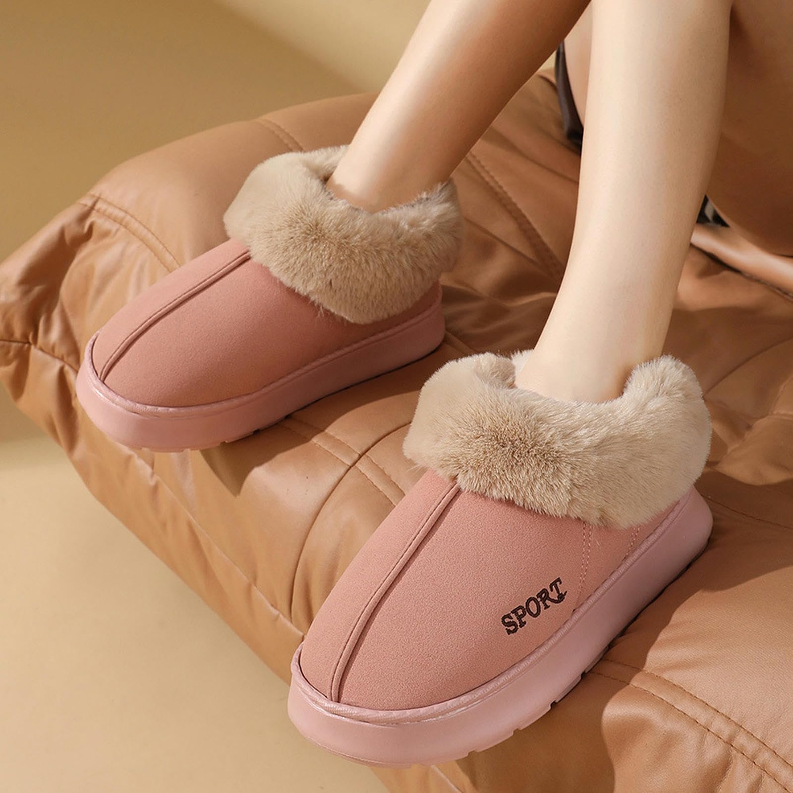Pantofole Donna Pantofole da Uomo con Tacchi per Calore Invernale, Suola Spessa, Velluto E Scarpe di Cotone per Tutta La Partita per Donne-rosa-38-39 Adatto