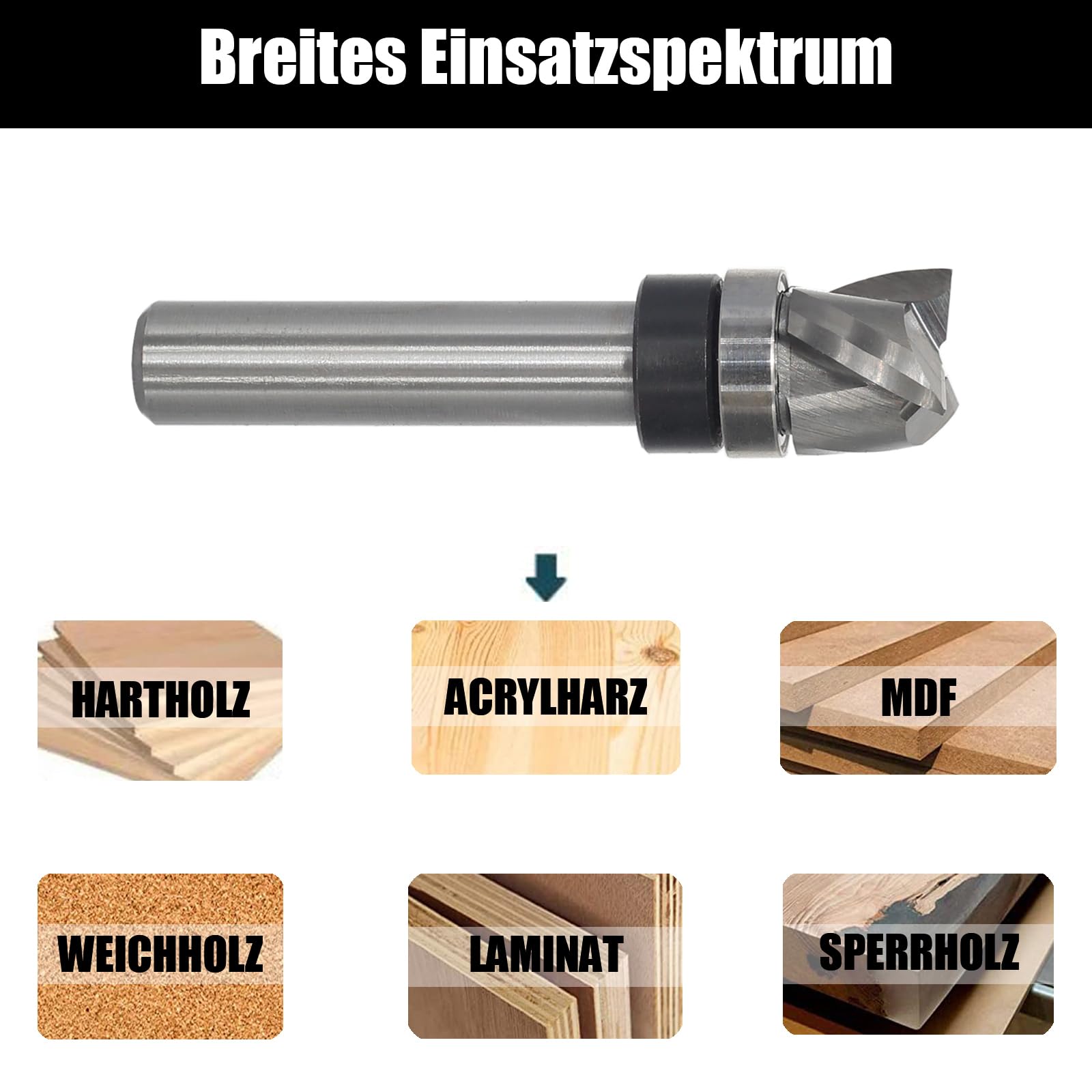 Spiral Bündigfräser 8mm Schaft，Up Cut Spiralfräser Fräser für Oberfräse，12mm Schnittdurchmesser，10mm Schnittlänge，Spiralgenutet Unten Kugellager Holzfräser zum Schneiden von Holz