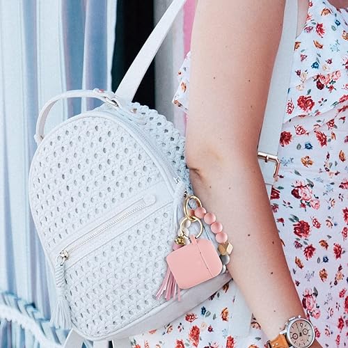 Vista 55 de Filoto Compatible con Airpod, bonita funda para Apple Airpod 2/1 para mujeres y niñas, funda protectora de silicona con llavero y pulsera