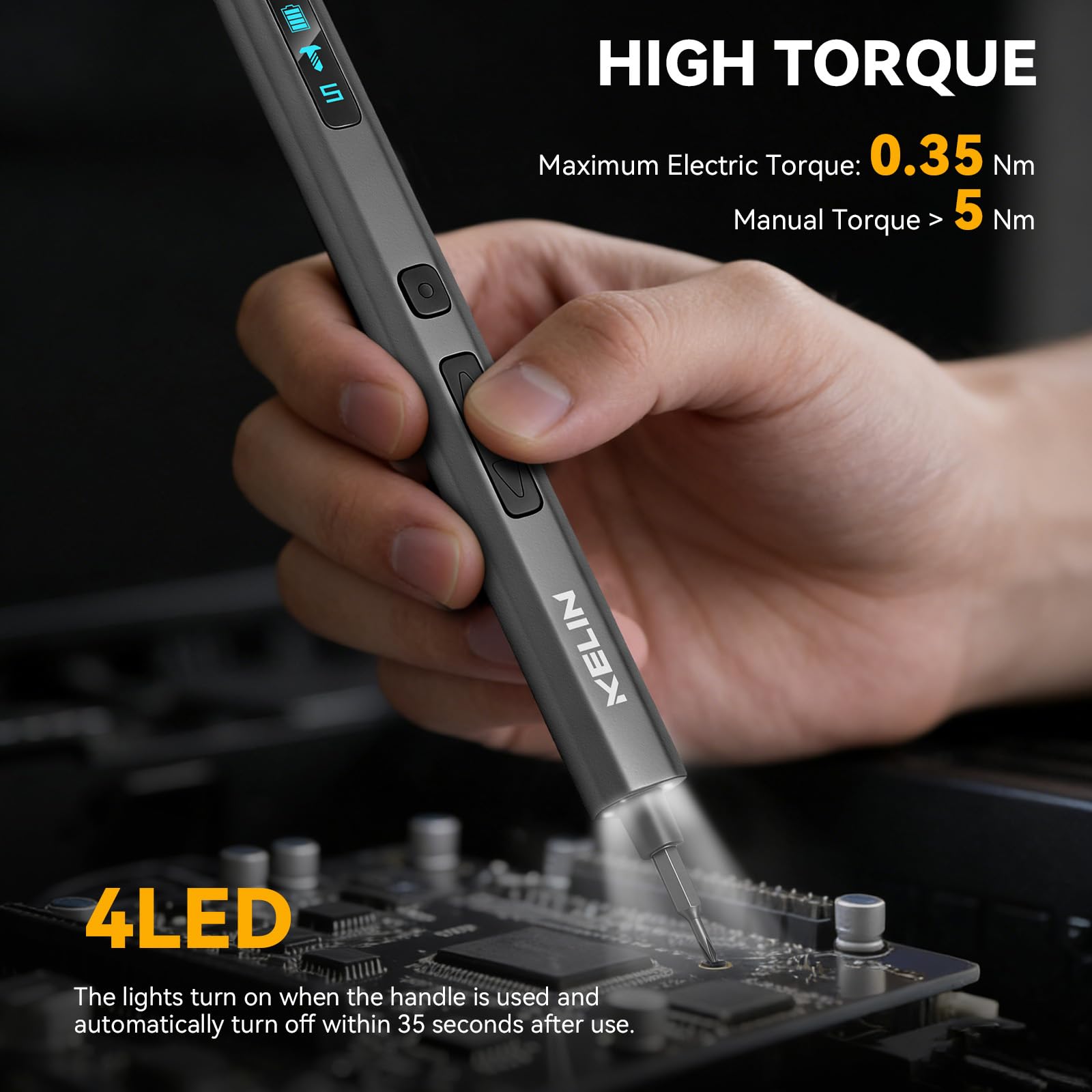 KELIN Destornillador eléctrico 156 en 1, juego de destornilladores de potencia de precisión, 5 niveles de par y 140 puntas magnéticas de acero S2, regalos para hombres, kit de herramientas de