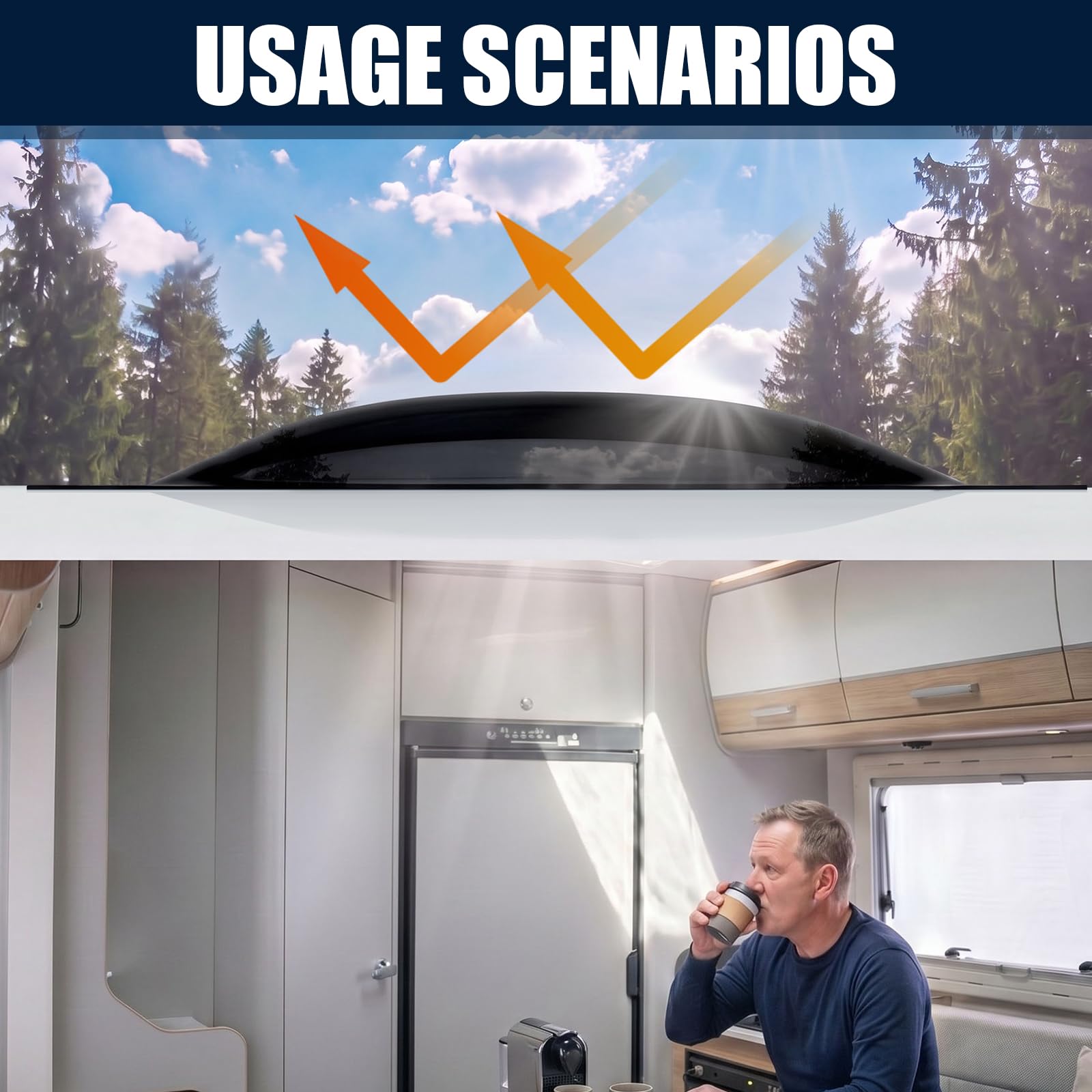 DaisyInner RV Skylight - Repuesto de cúpula exterior universal de 18 x 26 pulgadas, se adapta a aberturas de 14 x 22 pulgadas, resistente a los impactos, cubierta de tragaluz para caravana, caravana