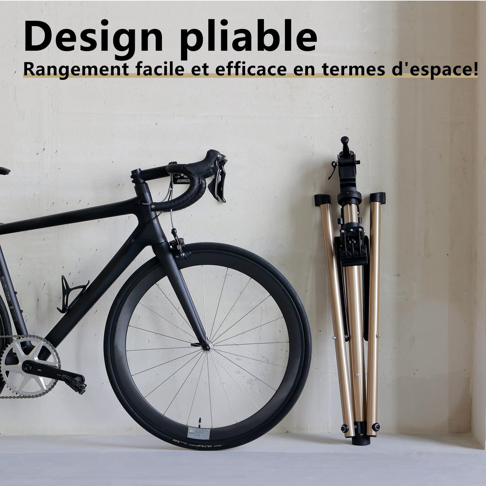 Urban Deco Support de réparation de vélo Support de vélo en aluminium pour l'entretien, capacité de 30,8 kg, réglable en hauteur, pince rotative à 360°, plateau à outils inclus