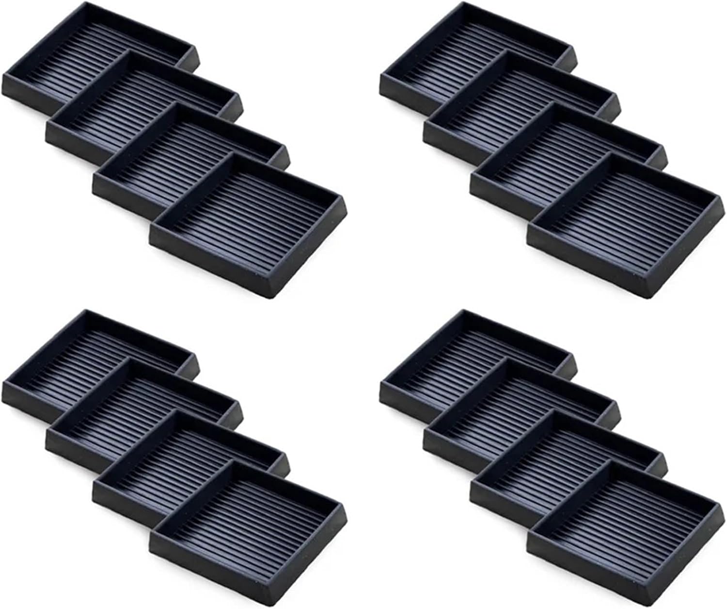 16 Pcs Anti-Slip Furniture Pads- 2X2in Square Rubber Anti Skid Caster Cups, Leg Coasters-Couch, Chair, Bed Stoppers for Furniture