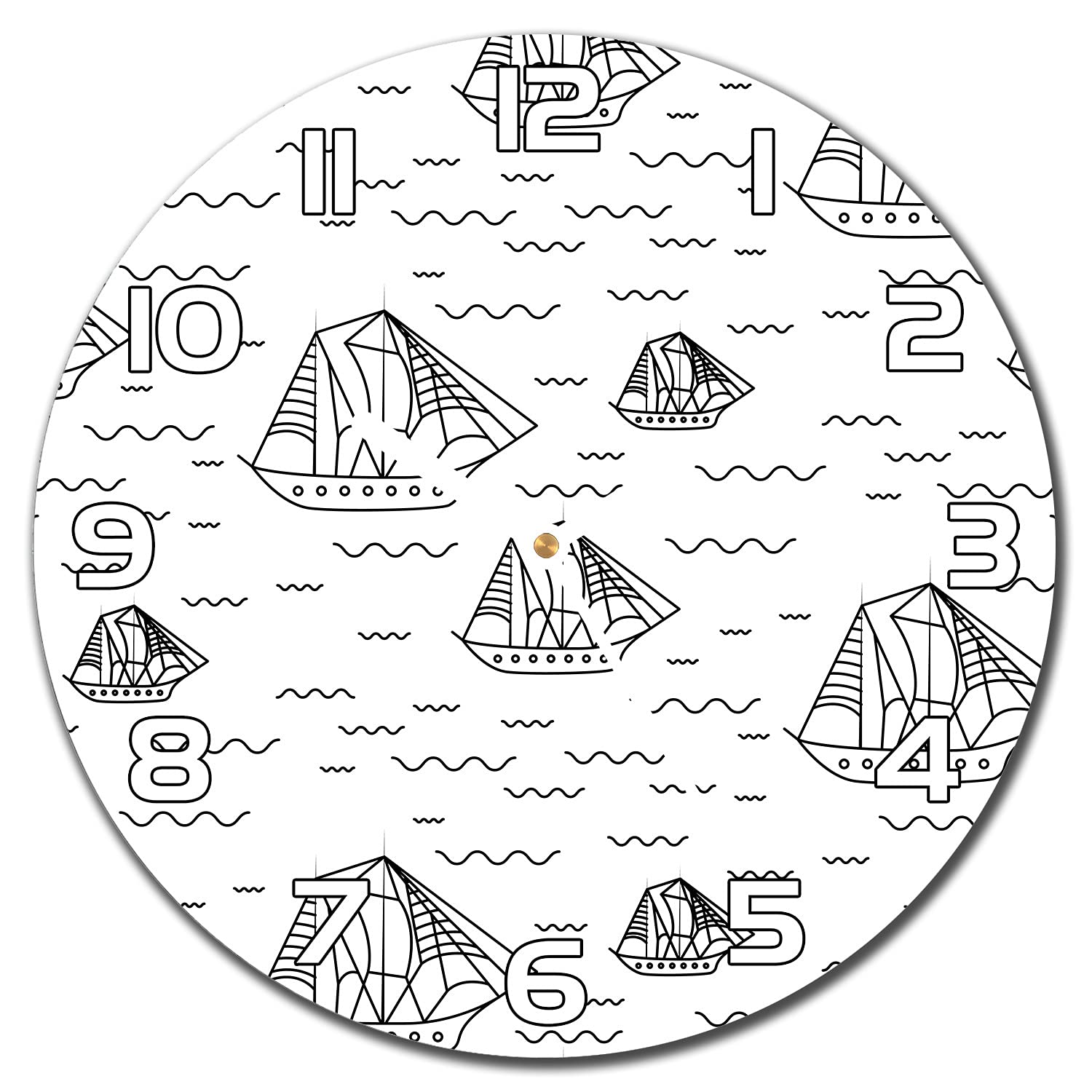 Cuisine et salon moderne sublimés par l'horloge en verre navire de voile