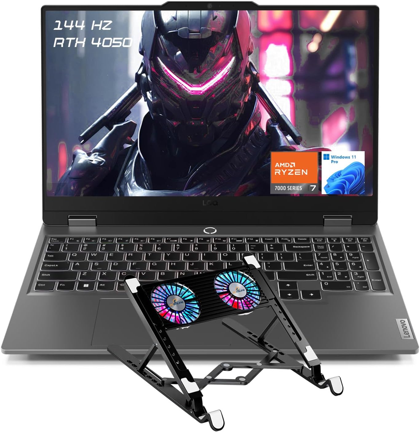 Lenovo LOQ 15 Pro Gaming Laptop, 15.6″ FHD 144Hz, AMD Ryzen 7 7435HS, NVIDIA GeForce RTX 4050, 32GB DDR5 RAM, 1TB SSD, Bundle with PCO Notebook Folding Radiator, Laptop Cooler