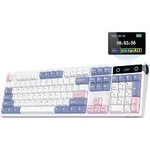 EPOMAKER TH108 PRO Full Size Mechanical Keyboard with Screen & Knob, Wireless Gaming Keyboard with 10000mAh, Creamy Gasket, Hot Swap, Custom Driver, RGB Backlight White, Creamy Jade Switch
