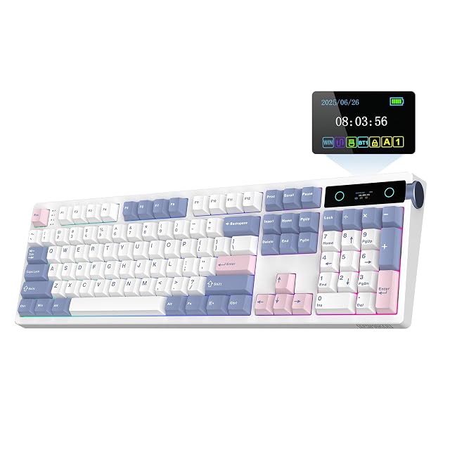 EPOMAKER TH108 PRO Full Size Mechanical Keyboard with Screen Knob Wireless Gaming Keyboard with 10000mAh Creamy Gasket Hot