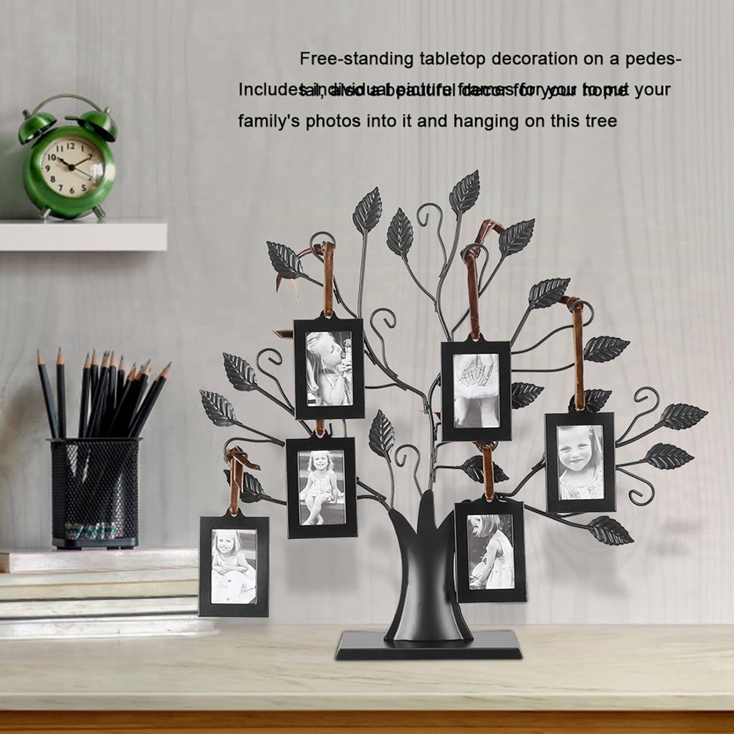 Photos Display Tree, Metal Fashionable Family Photos Holder with Hanging Pictures Frames, Picture Holder Stand for Home Decor