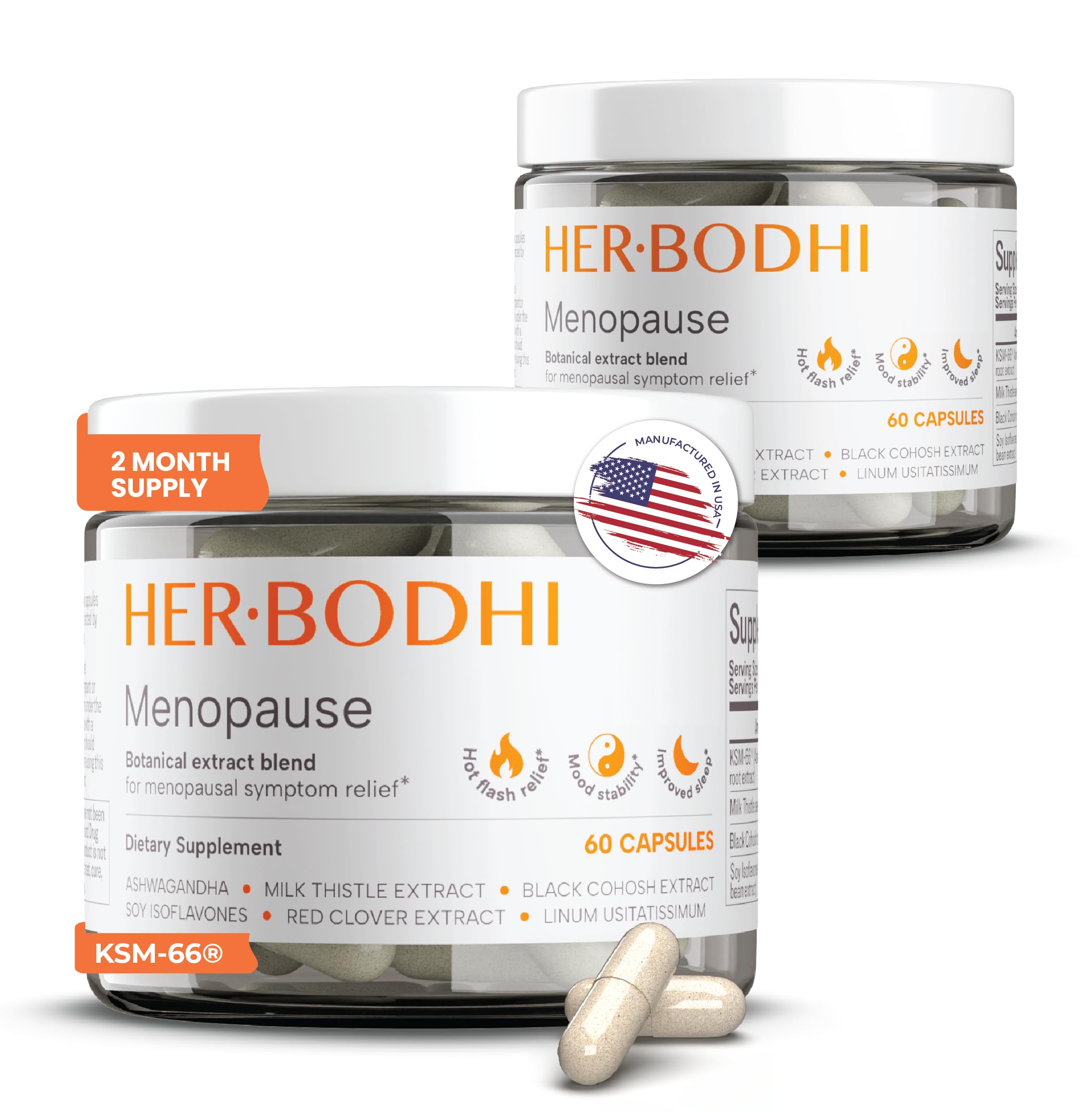 Meno- Menopause Hormonal Balance for Women, Estrogen Soy Isoflavones Menopause Supplement for Women, Ashwagandha, Black Cohosh Hot Flashes Menopause Relief, Night Sweats Relief 120Caps