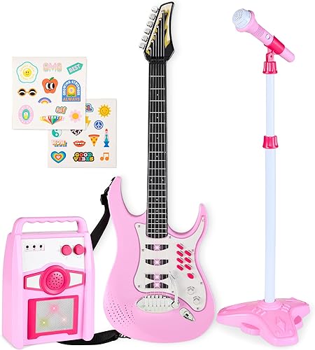 Vista 8 de Best Choice Products Juego de guitarra musical eléctrica para niños, kit de inicio de guitarra de juguete con 6 canciones de demostración, barra