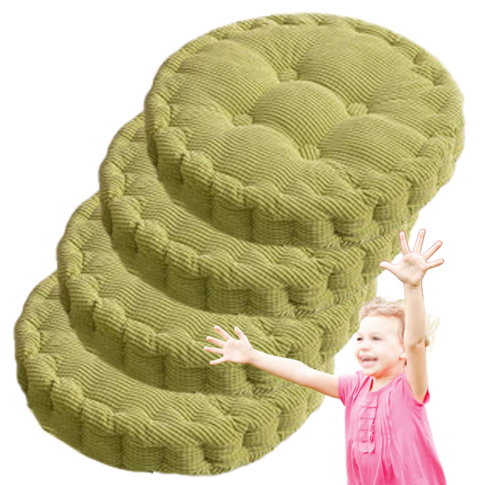 Cuscino da Pavimento Cuscino Spesso Cuscini da Meditazione per Camera da Letto Balcone Auto Ufficio Lettura Cuscino per Sedia da Esterno per Interni (Green 50cm/20in(Set of 4))
