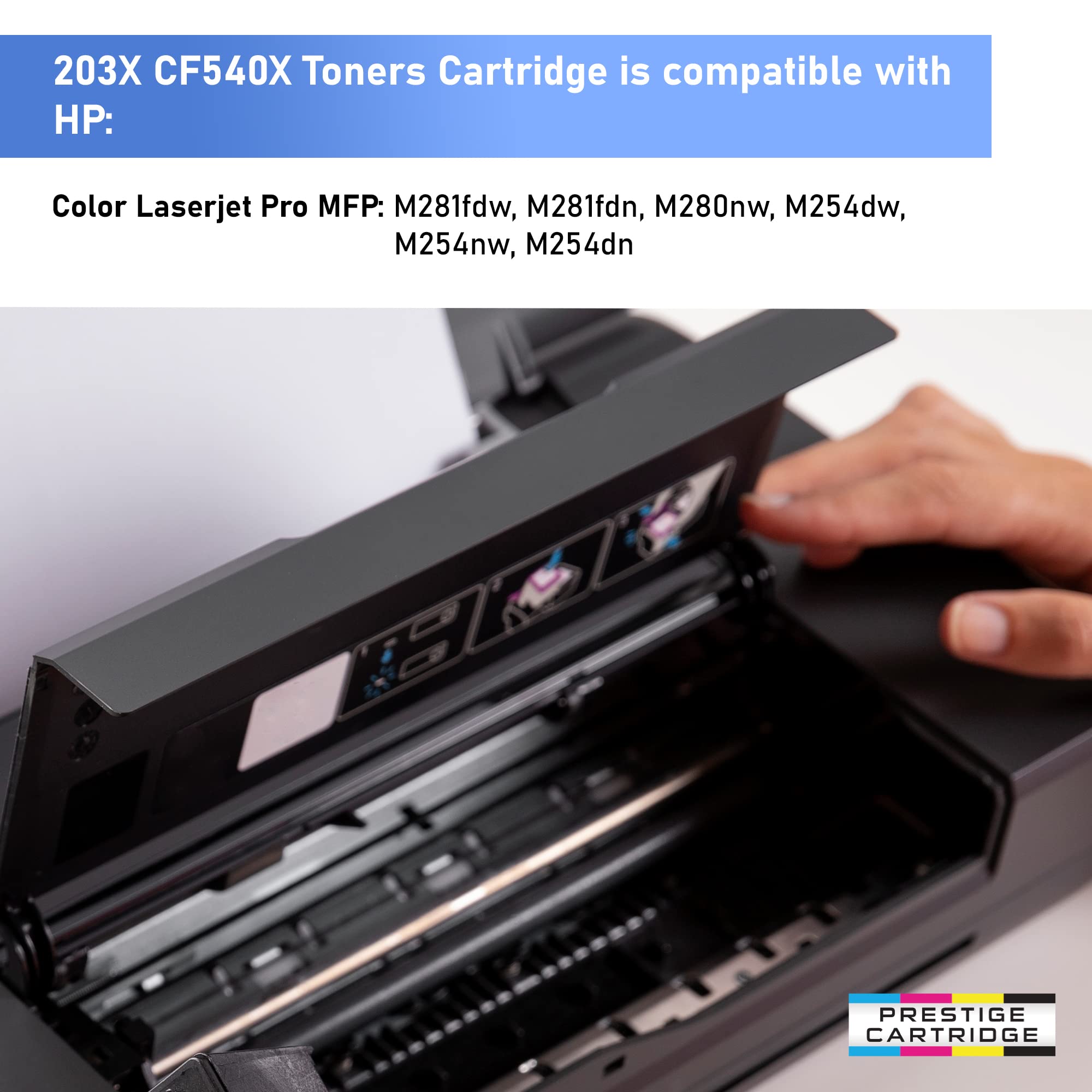 PRESTIGE CARTRIDGE 203X CF540X Compatible Toner Cartridge for HP Color Laserjet Pro MFP M281fdw M281fdn M280nw M254dw M254nw M254dn - Image 3