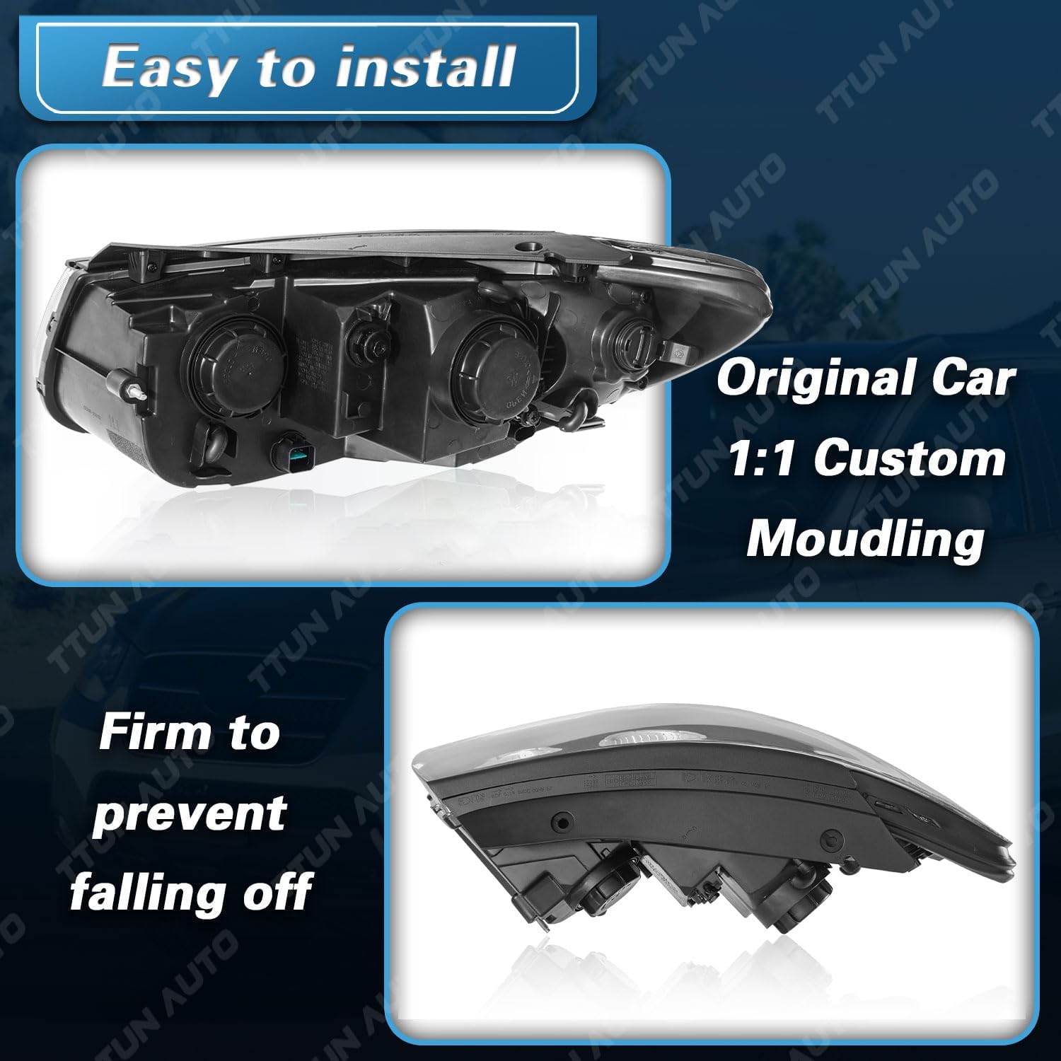 Headlight Replacement for Hyundai Santa Fe 2007-2012 Headlamp with Halogen Bulbs/Clear lens 92101-0W050 Left Side