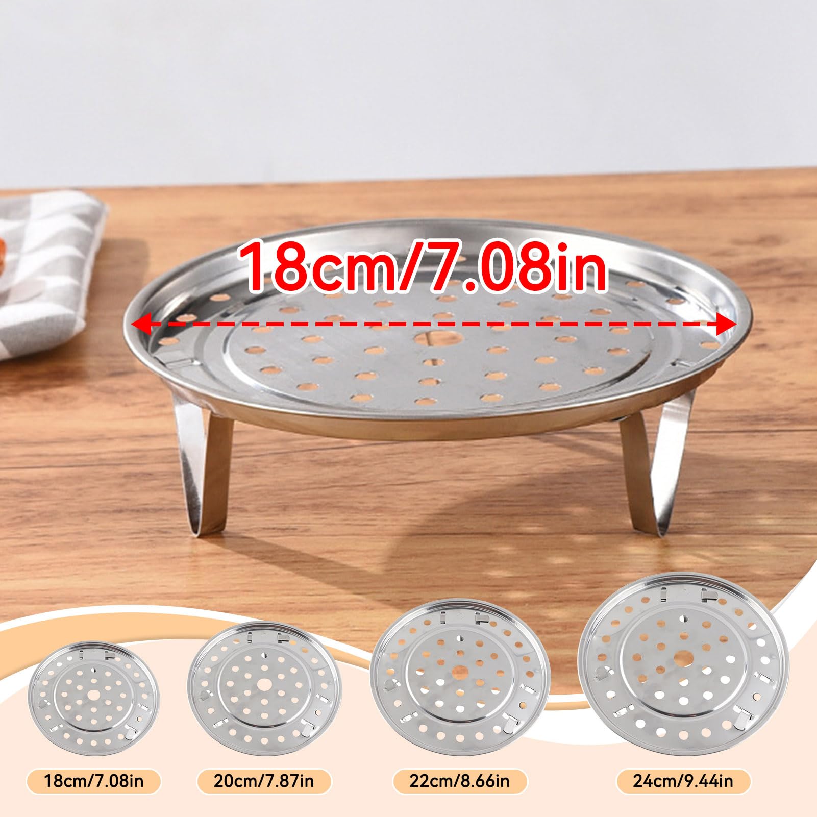 Soporte Vaporero de Acero Inoxidable 18 cm Rejilla Vaporera Multifuncional