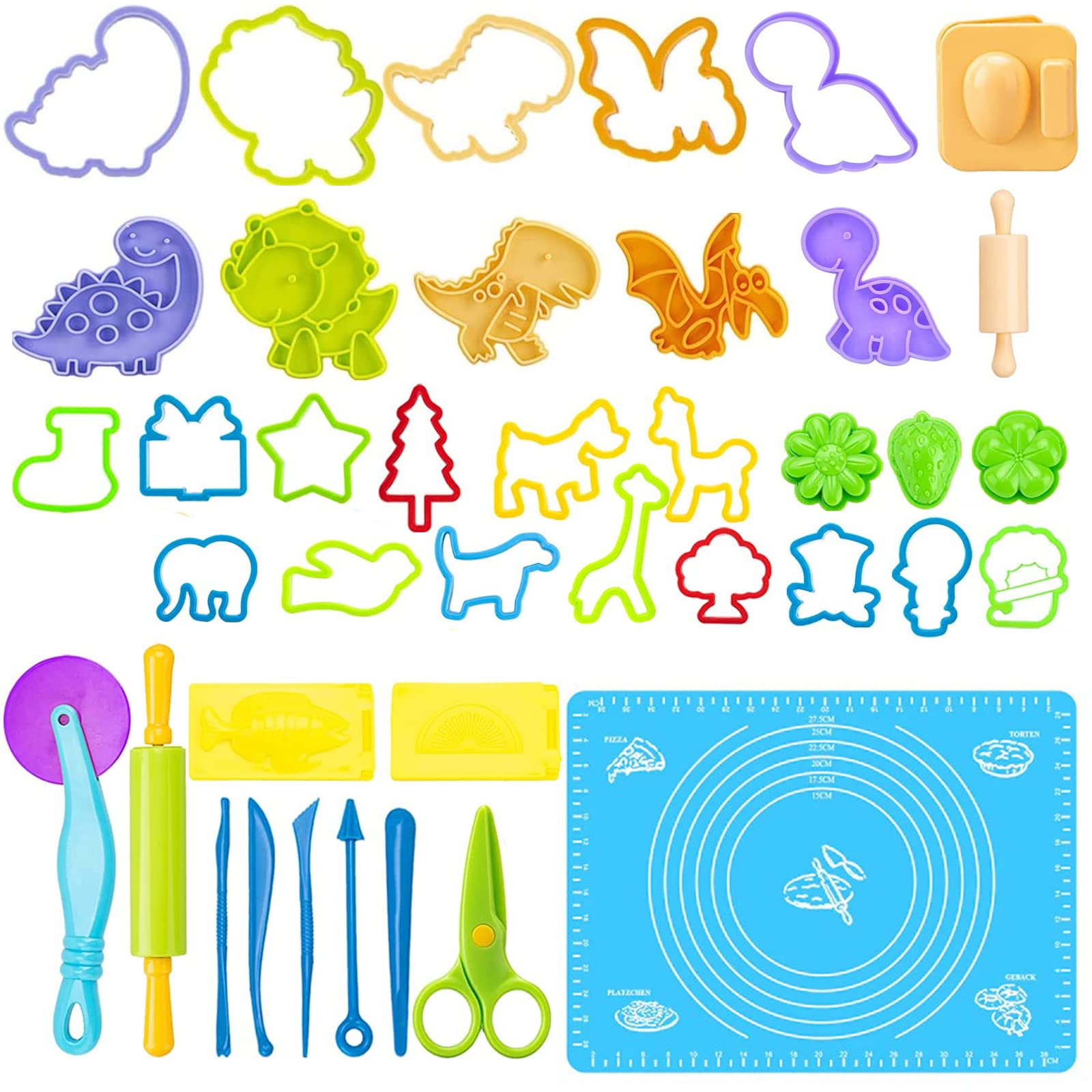Kit Accessori Per Pasta Modellabile Dough – 40 Pezzi Con Stampi, Forbici, Mattarello E Tappetino Silicone - 3