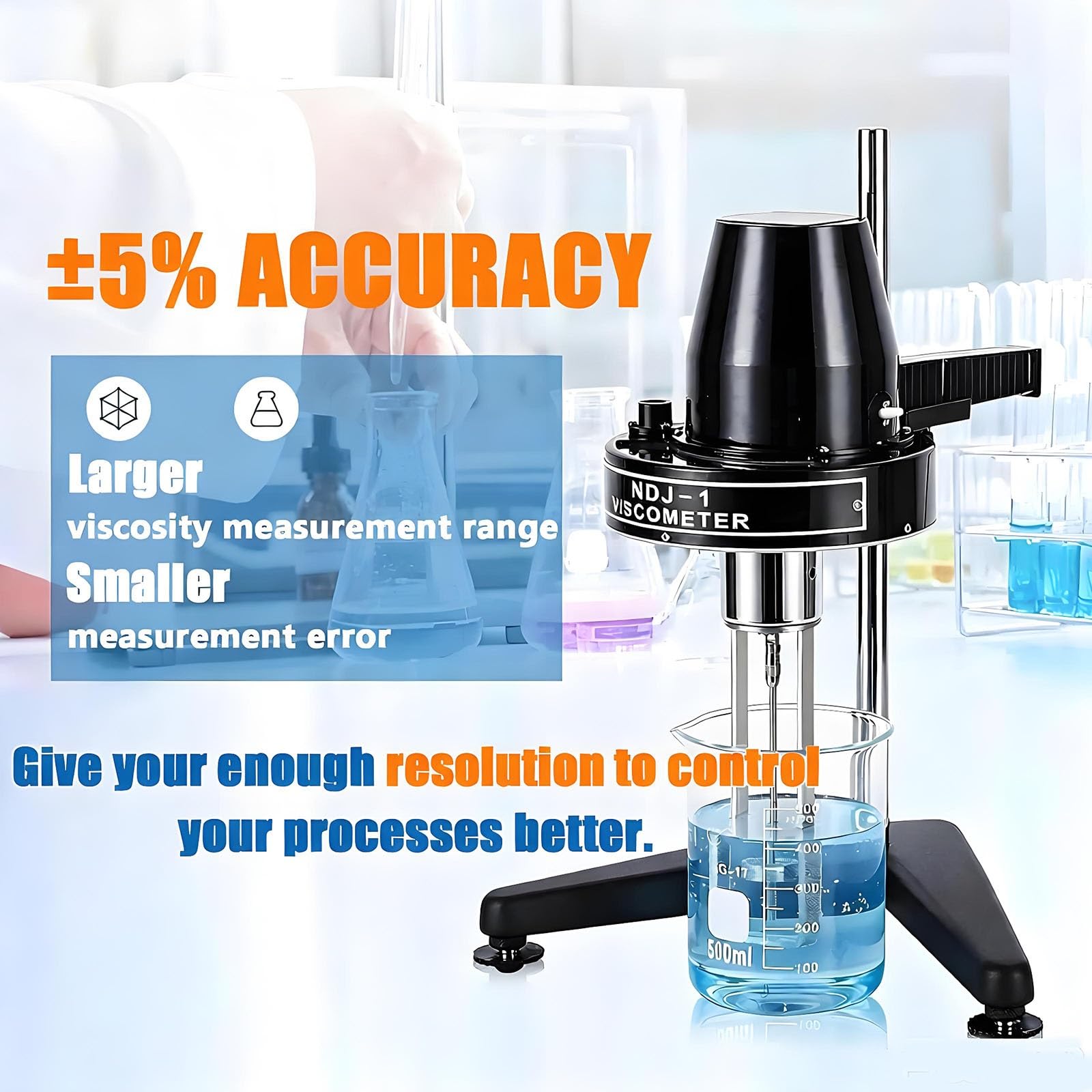 Viscosímetro rotacional digital de alta precisión de ±5%, viscosímetro rotacional de laboratorio con 4 rotores, 10-100 000 mPa·s. Viscosímetro de líquidos para pinturas, adhesivos, cosméticos y grasas