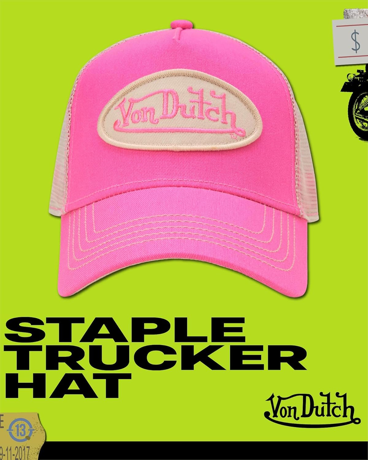 Von Dutch Unisex Trucker Hat - Curved Bill Mesh Back Retro Classic Colorblock Snapback Baseball Cap for Men and Women - Image 2