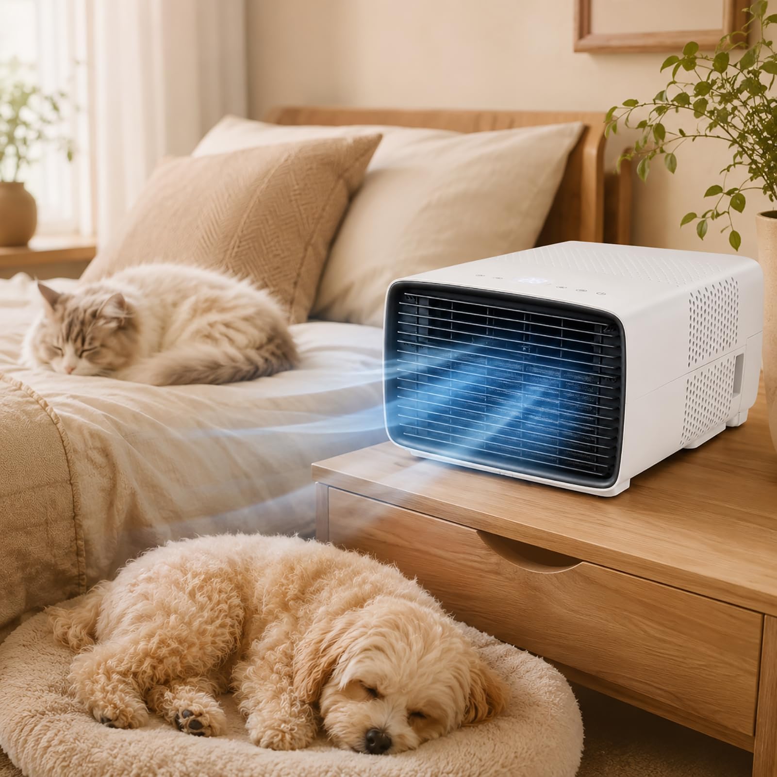 Aire Acondicionado para Caravana 2700 BTU, Mini AC Portátil 280W con Compresor, Funcionamiento Ultra Silencioso 45dB, Bajo Consumo, Modo Sueño, Temporizador y Control Remoto Incluido