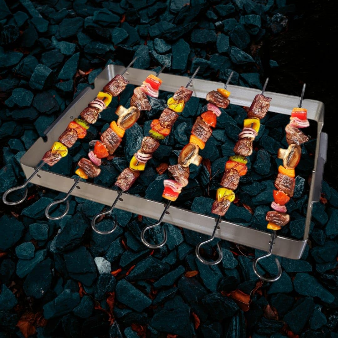 Barbecue Top Fire Empotec da Esterno Griglia Acciaio Antivento Ripiani Ruote Pratico Comodo Facile da Usare Cottura 5 Livelli Grill Carbonella Omaggio Griglia Spiedini