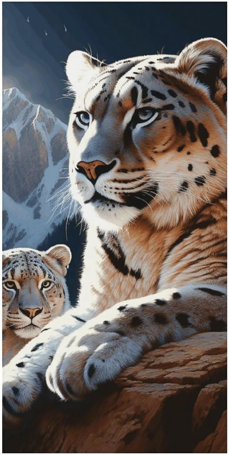 Beach Towel, Mountain Lions Print Large Beach Towel Sports Towel Fitness Towel Portable Beach Towel Vacation Towel