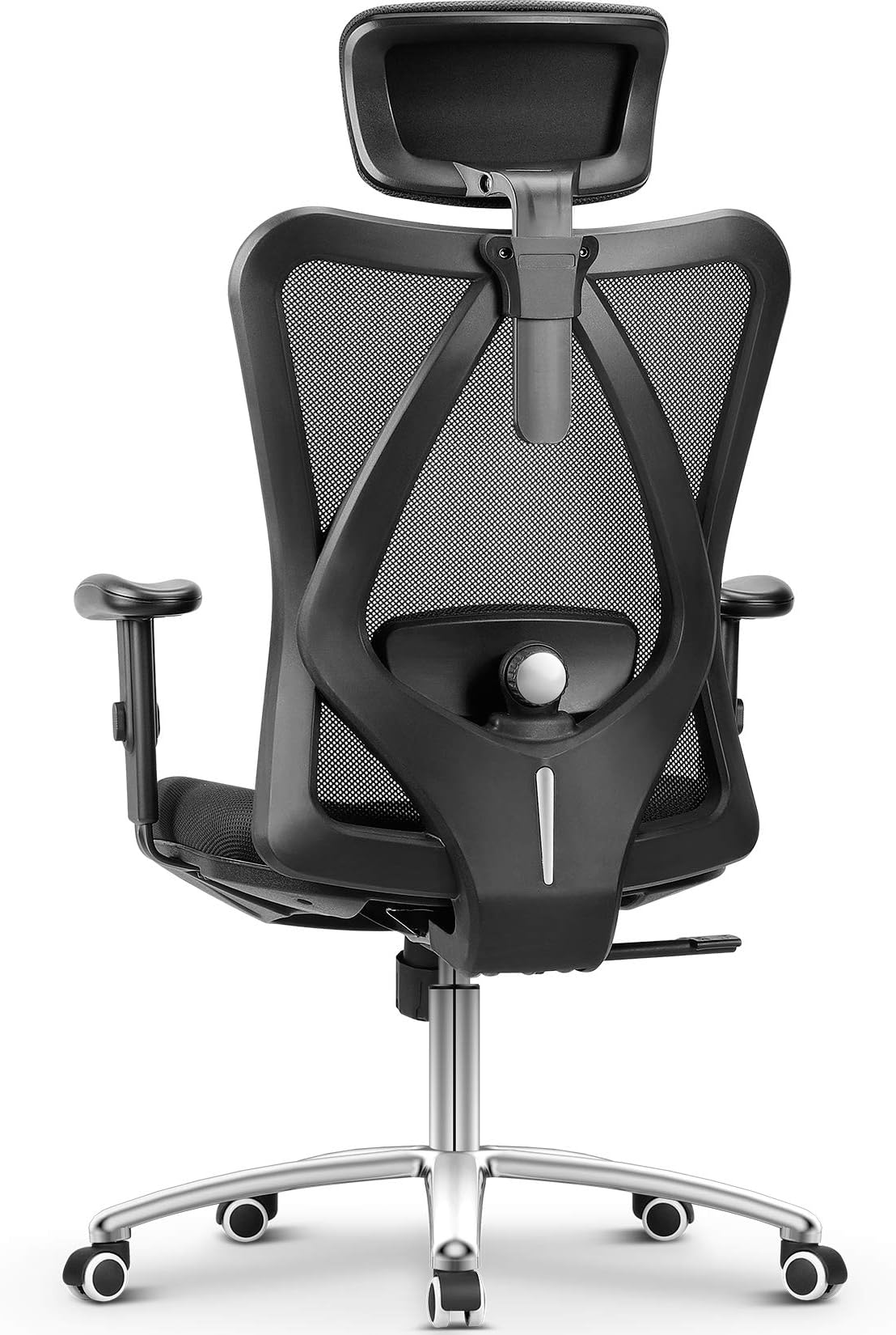 mfavour Ergonomic Mesh Office Chair, Adjustable Lumbar Support, Headrest, Swivel Executive Desk Chair with Wheels, Black