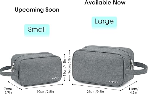 Miniatura 3 de Narwey Neceser de viaje para hombres y mujeres, kit Dopp de viaje, bolsa de afeitar para accesorios de aseo personal (gris)