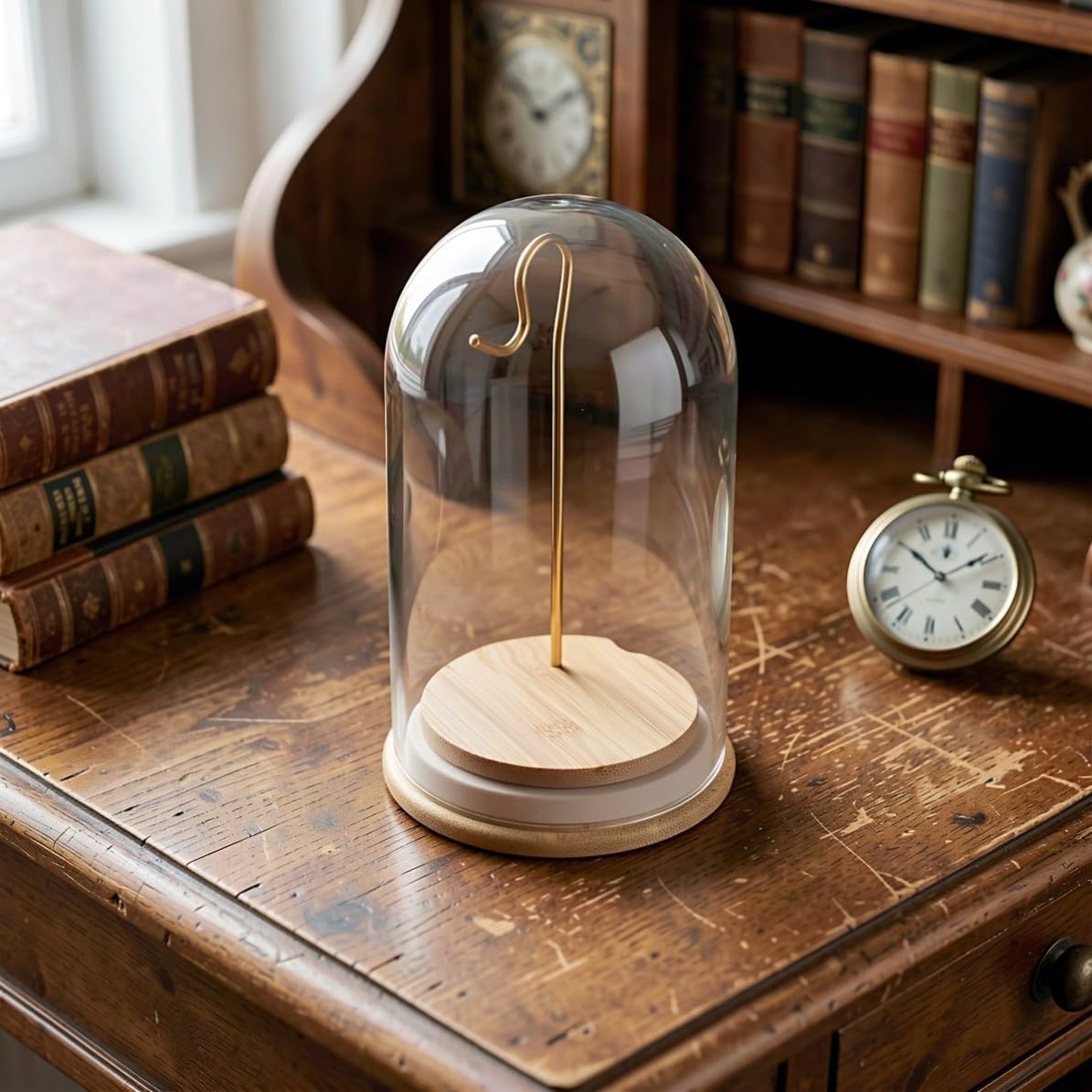 Single Pocket Watch Display Case with Glass Dome