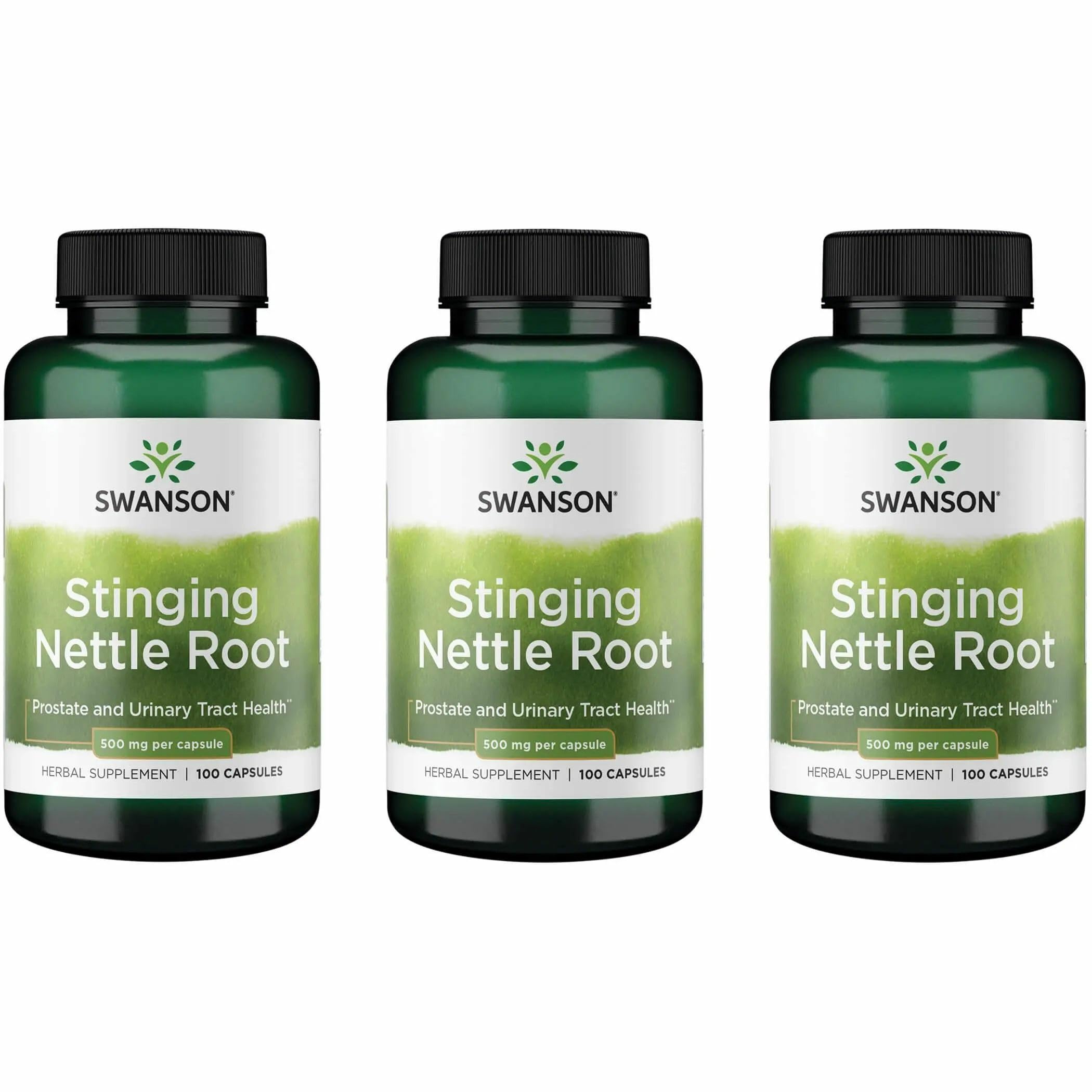 Swanson Stinging Nettle Root (Urtica Dioica), 500 mg, 100 Caps, 3 Pack 100 Count (Pack of 3)