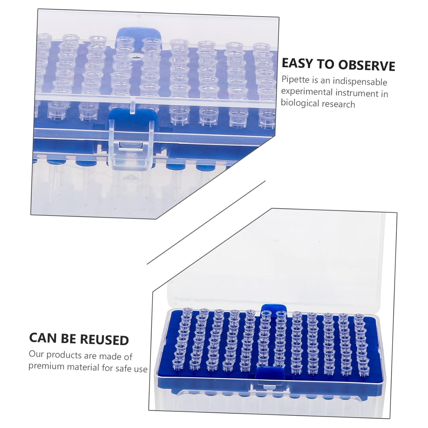 Cabilock 96pcs Laboratory Pipette Tips Long Small Pipettes Dropper for Standard Scientific Easy to Use