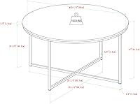 Vista 3 de Walker Edison - Mesa redonda moderna para café, para sala de estar, de nogal/dorada Mármol de imitación blanco/dorado