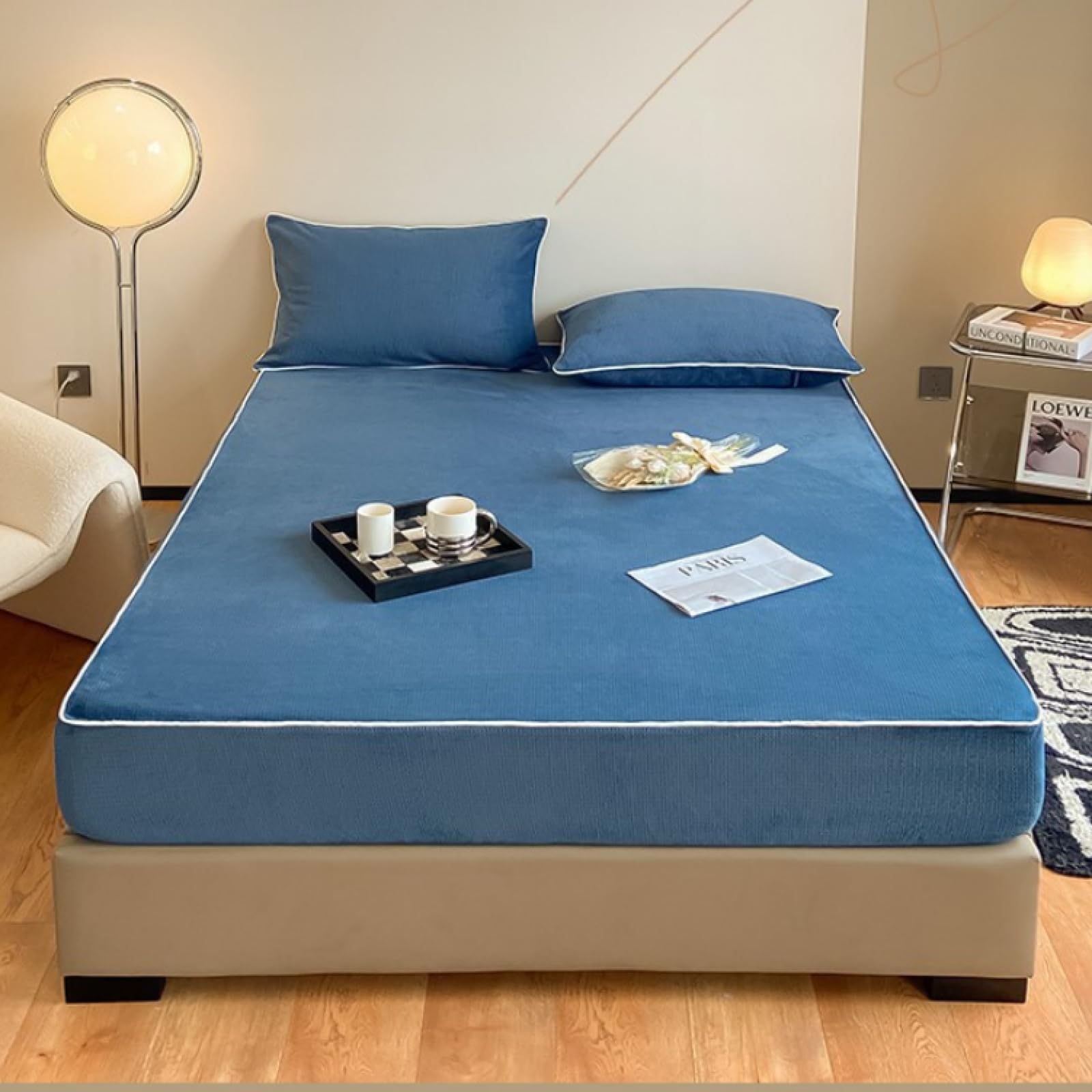 FCLDESHOP Confortable et Respirant Housse Matelas,Draps de literie Confortables en Velours Cristal,taie d'oreiller de Protection de Matelas à Poche Profonde et Chaude, Violet, 150 * 200 cm (3 pièces)
