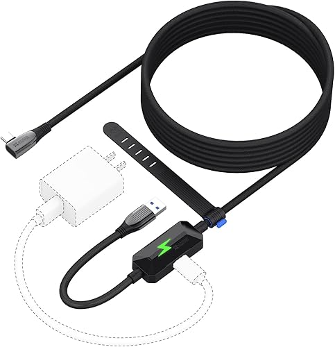 AMVR Cable de enlace mejorado de 16 pies para Oculus Quest 2 con puerto de carga separado para energía ultra duradera transferencia de datos de alta