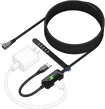 AMVR Link Cable 16FT for Oculus Quest 2, with Separate Charging Port for Ultra-Durable Power, High Speed Data Transfer USB 3.0 Type A to C Cord for VR Headset to PC, Charging Wire Data Transmission