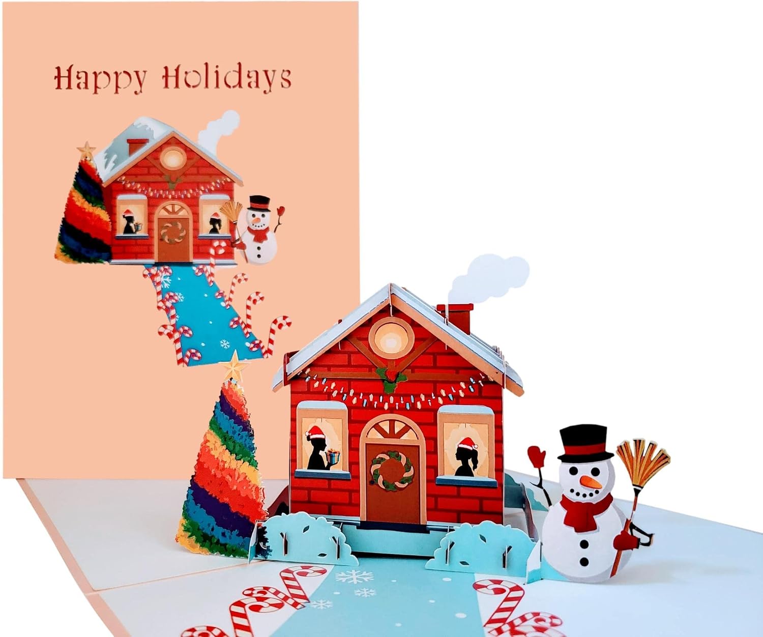 iGifts And Cards Lesbian Snow House Happy Holidays 3D Pop Up Greeting Card
