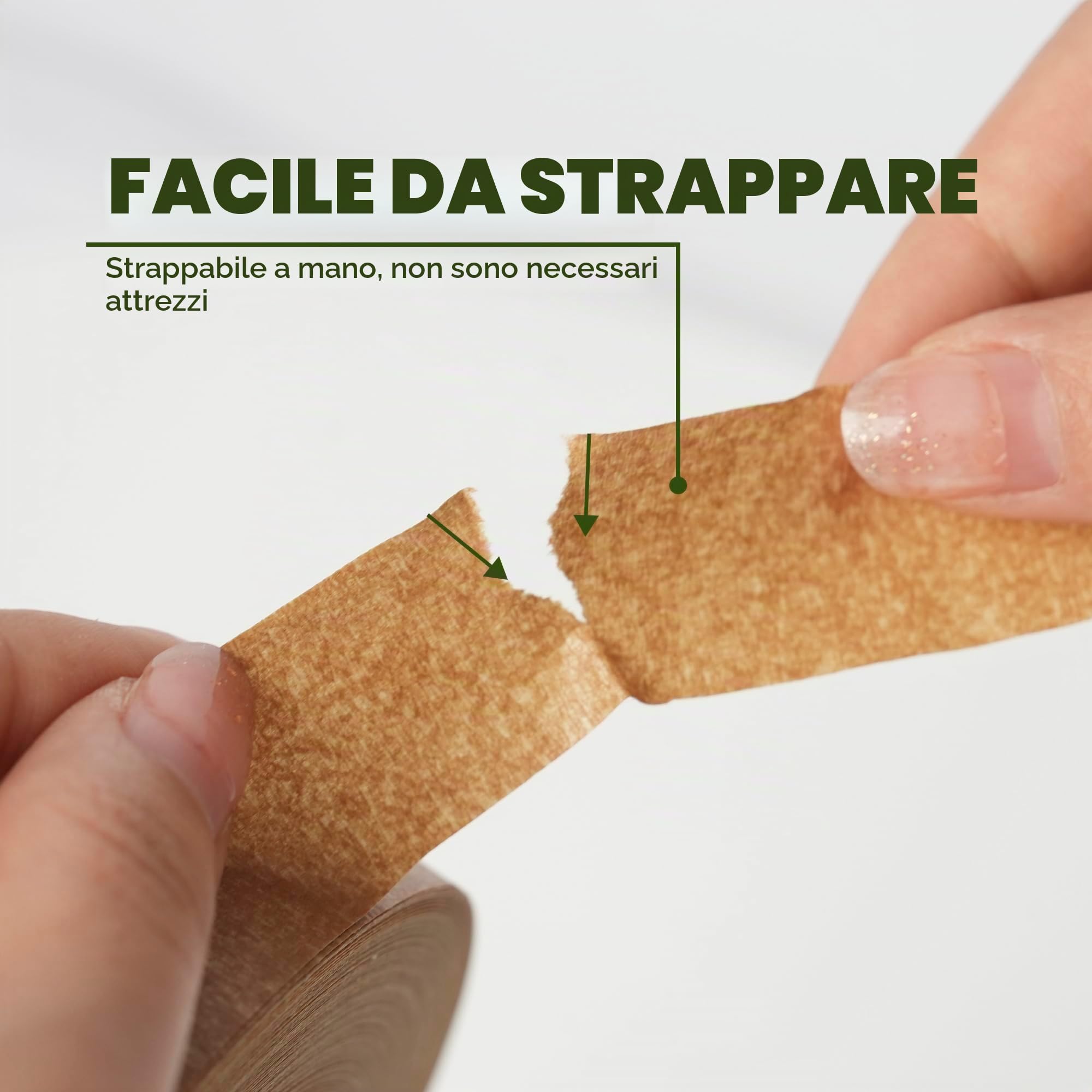 TAPEBEAR Nastro Eco-Friendly in Carta Kraft, 24mm x 50m, Biodegradabile per Packaging e Mascheramenti, 12 Rotoli