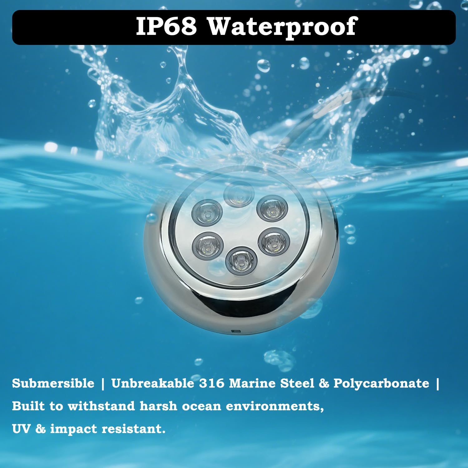 Boat Underwater Light - 3.5inch RGBW Submersible LED Marine Light with 316 Stainless Steel, Waterproof Led Boat Lighting for Fishing, Dock, Pontoon, Yacht, 12V/24V
